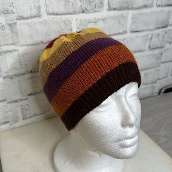 Striped Ribbed Winter Beanie Hat Warm Ultra Soft Preppy Fall - Picture 1 of 4